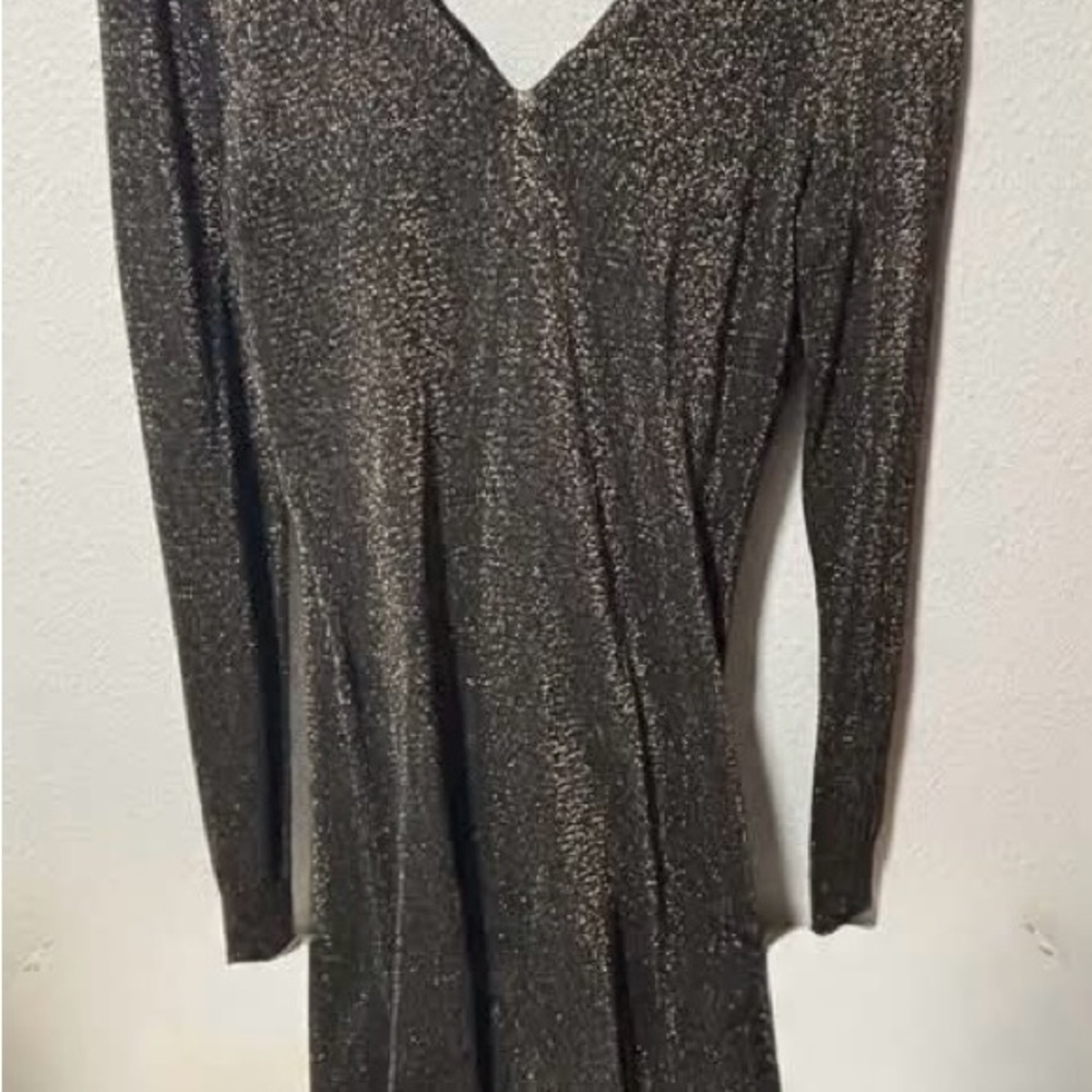 Michael Kors Black Long Sleeve Glitter Dress